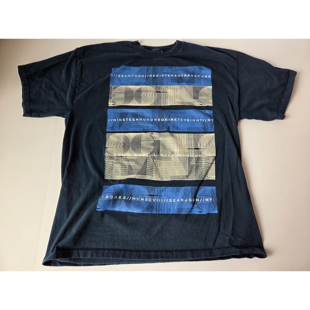 Sean John Shirt Mens Extra Large Blue Graphic Classic Y2K Hip Hop Rap Classic